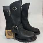 Harley davidson Motorcycle BOOTS womens black leather 6 zip pull slip ankle 8" Photo 0