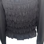 EXPRESS  Black Long Sleeve Square Neck‎ Smocked Blouse Top EUC Size Small Photo 4