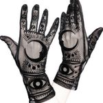Gothic Manic Black Lace FORTUNE TELLER GLOVES One Size NEW Photo 0