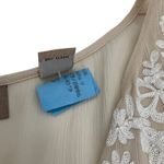 Sheer Beige silk Long Sleeve Embroidered Blouse Tie Waist flowy boho feminine m White Size M Photo 6