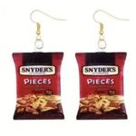 Handmade Snyders Pretzels Pieces Bag Whimsical Earrings (New) Photo 0