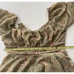 Blush  & Day Women’s sz Large Green Cream Dress Pink Floral design Tie Photo 5