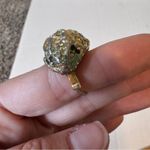 Vintage 1960s Vendome Adjustable Gold Nugget Style Ring w Rhinestones Photo 2