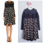 Mary D'aloia Black Long Sleeve Mesh Embroidered Applique Dress Size 4 Photo 1