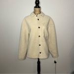 ZARA Womens Cream Relaxed Fit Sherpa Long Sleeve Button Up Shacket sz S/M Photo 10