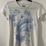 Roxy  Light Blue White Floral Tee Shirt Photo 0