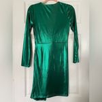 Lulus  Glow Like Me Teal Green Metallic Twist-Front Long Sleeve Dress Size Small Photo 5