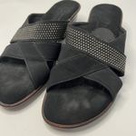 Onex Wedge Slip On Sandals Size 8 Black Rhinestone Strappy Lightweight Holiday Photo 3