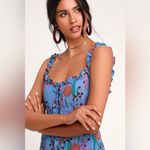 ASTR The Label Blended Blue Floral Print Button-Up Midi Dress S Photo 2