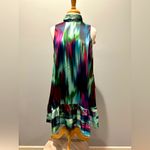 Badgley Mischka  Belle high neck colorful knee length ruffled bow dress Photo 1