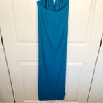 ZARA Electric Blue Long Draped Cowl Neck Halter Dress Size S Photo 11