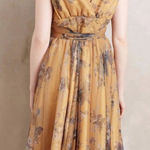 Anthropologie  Madame Shoushou Golden Floral Midi Dress Small Photo 0