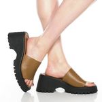 Free People  Winona Wedge Lug Heels Slip On Sandals in Brown Leather 37 Photo 6