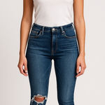 AGOLDE Sophie Crop Destroyed Dark Wash Skinny Ankle Jeans 25 Womens Classic Photo 0