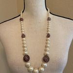 Women’s Statement Beaded Necklace Faux Pearl / Purple Bead Photo 2