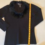 Black‎ sweater fur trim collar Photo 6