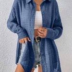 SheIn Blue button down flannel Photo 1