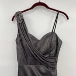 XScape Black Metallic Maxi Dress One Shoulder Draped Padded Cups Womens Size 8 Photo 3