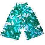 Label of Love Anthropologie Size S Wide Leg Pull On Pants Tropical Floral Flowy Green Photo 1