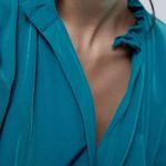 ZARA 3/4 sleeve ruffled hem duck blue mini dress Photo 3