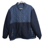 Reversible Navy Quilted Sherpa Fleece Jacket Women’s XL Blue Photo 4