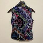 FUZZI floral print stretchy tulle mesh turtleneck, sleeveless, cropped top sz XL Photo 4