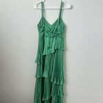 Abercrombie & Fitch  TIERED PLEATED MIDI dress in green spruce Size: XS Tall Photo 9