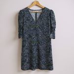 See By Chloe  Floral Puff Sleeve Shift Mini Dress Blue Green Size 34‎ or XS Photo 2