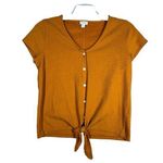 J.Crew Shirt Womens Small Mustard Yellow Button Up Tie Work Casual Picnic Preppy Photo 0