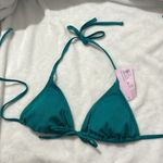 Wild Fable New Women’s Triangle String Bikini Top Teal Green Ribbed Size Small Photo 1