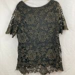 Y2K Simply Emma Black & Gold Crochet Lace 1X Tunic Top Whimsigoth Fairy Grunge Photo 1