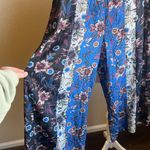 Lulus  wide leg floral blue and black pants | small Photo 1