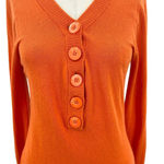 Sundance  Henley Cotton Rabbit Hair‎ Sweater Orange Size Small Photo 2