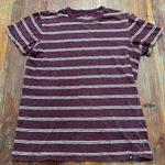 Women’s American Eagle Short Sleeve Striped Tee Small Burgundy White Red Photo 0