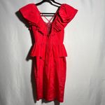 VTG Climax 80s‎ David Howard Red Party Prom NYE Dress Ruffles Dramatic 3/4 *XXS Photo 3