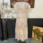 Current Air Anthropologie Sereia Shirred Pleated Watercolor Midi Dress Sz S ๐งก๐ Photo 9