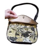 Nine West Nine & Co Purse Brown Yellow Floral Small Hand Bag Purse Faux Leather 8"x6" Photo 1