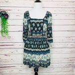 Band of Gypsies Blue Boho Floral & Paisley Dress Size Medium Photo 1
