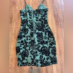 Privy  Green Dress with Velvet Flowers - Size XS Photo 2