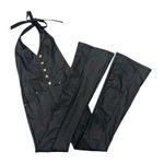 Retrofête Cynthia Jumpsuit Black Coated Flared Leg Retro Revolve Women’s Size S Photo 6