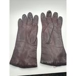 Size 6 1/2 Bloomingdale's Maroon Leather Gloves with Cashmere Lining Italy Brown Photo 1