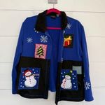 Onque Casuals Women’s Large Snowman Vintage Zip Up Jacket Cardigan Photo 0