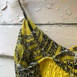 Yellow zebra animal print smocked tiered strappy summer breezy maxi dress sz S Photo 3
