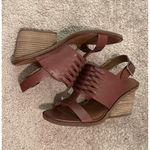 Lucky Brand Braided Leather Wedge Heel Lemia Burgundy Sandal Size 8.5 NEW $119 Photo 3