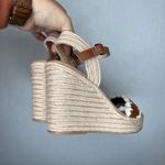 Soda Brown Espadrille Wedge Sandals Ankle Strap Crochet Trim Women's Size 9 Photo 2