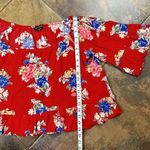 New Look Off The Shoulders Red Boho Floral Blouse XL Photo 4