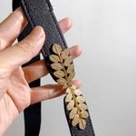 Black Elegant Gold Leaf Buckle Elastic Casual Belt Adjustable One Photo 12
