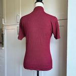 Vintage Distinctive Women's Deep Red Silk Mock Neck Short Sleeve Blouse Size M Red Size M Photo 1