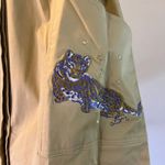 Lyn Around Yellow Tan Large Collared Sleeveless Tiger Embroidered Dress Size 4 Photo 2