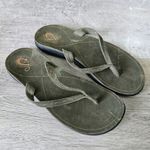 OluKai Mauka Flip Flop Sandals Olive Green Leather Womens Size 10 Discontinued Photo 4